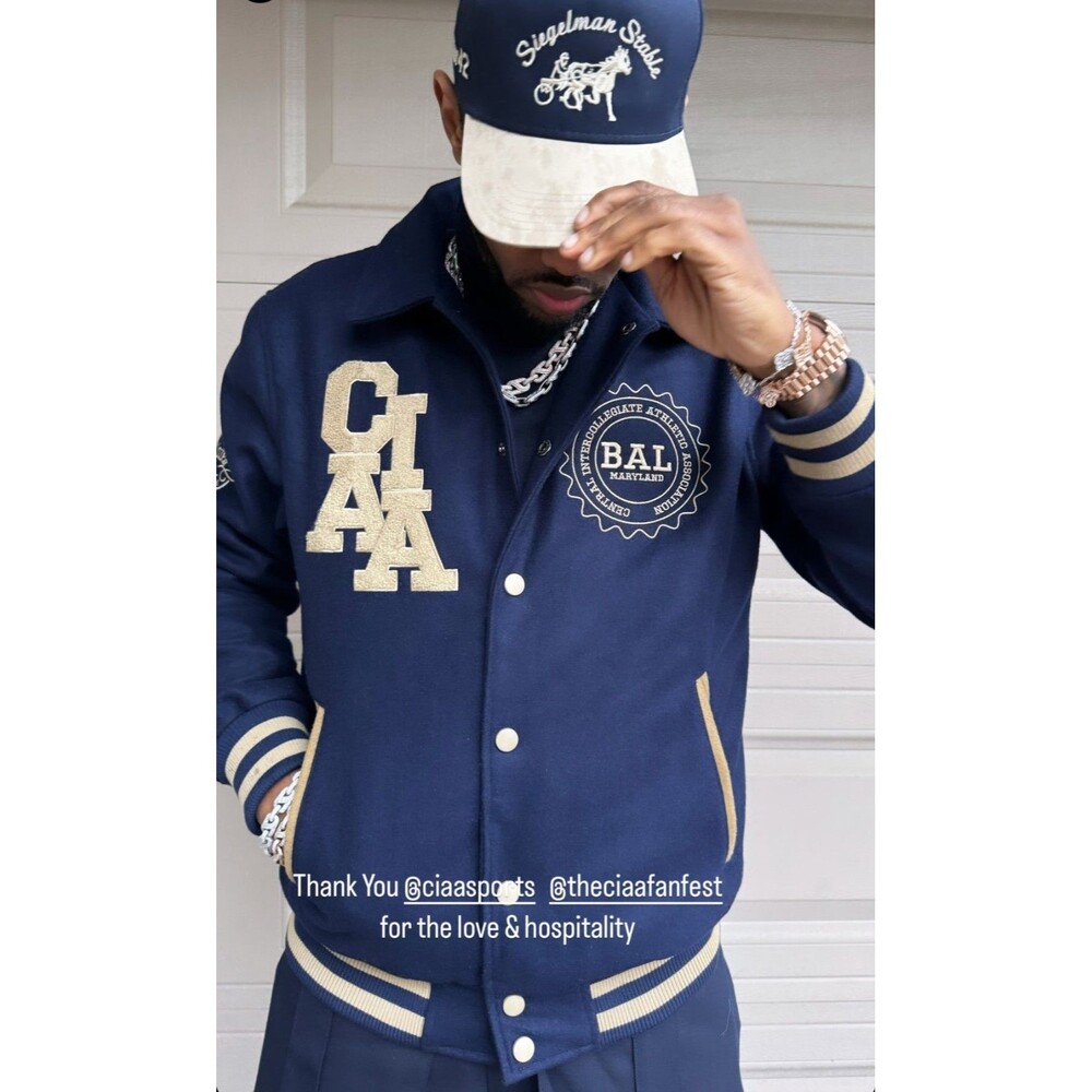 Collegiate Luxe CIAA 1912 Varsity Jacket Men 4XL Navy Blue Wool Chenille...